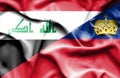 Waving flag of Lichtenstein and Iraq