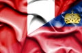 Waving flag of Lichtenstein and Peru
