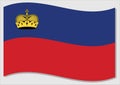 Waving flag of Liechtenstein vector graphic. Waving Liechtensteiner flag illustration. Liechtenstein country flag wavin in the