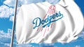 Waving flag with Los Angeles Dodgers professional team logo. Editorial 3D rendering Royalty Free Stock Photo