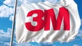 Waving flag with 3M Company logo. Editoial 3D rendering