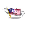 Waving flag malaysia cartoon isolated with character