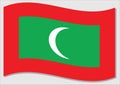 Waving flag of Maldives vector graphic. Waving Maldivian flag illustration. Maldives country flag wavin in the wind is a symbol of