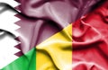 Waving flag of Mali and Qatar