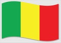 Waving flag of Mali vector graphic. Waving Malian flag illustration. Mali country flag wavin in the wind is a symbol of freedom