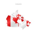 Waving flag map of Canada. Vector illustration Royalty Free Stock Photo