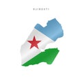 Waving flag map of Djibouti. Vector illustration