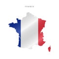 Waving flag map of France. Vector illustration Royalty Free Stock Photo