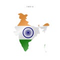 Waving flag map of India. Vector illustration