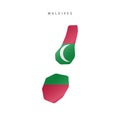 Waving flag map of Maldives. Vector illustration