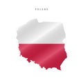 Waving flag map of Poland. Vector illustration Royalty Free Stock Photo