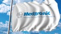 Waving flag with Medtronic logo. Editoial 3D rendering