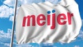 Waving flag with Meijer logo. Editoial 3D rendering