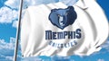 Waving flag with Memphis Grizzlies professional team logo. Editorial 3D rendering