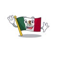 Waving flag mexico character in mascot shaped
