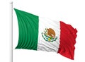 Waving flag of Mexico on flagpole