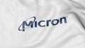 Waving flag with Micron Technology logo. Editorial 3D rendering