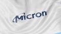 Waving flag with Micron Technology logo. Seamles loop 4K editorial animation