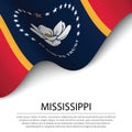 Waving flag of Mississippi is a state of USA on white background Royalty Free Stock Photo