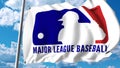 Waving flag with ML Baseball logo. Editorial 3D rendering