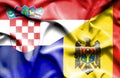 Waving flag of Moldavia and Croatia