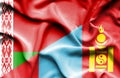 Waving flag of Mongolia and Belarus