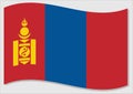Waving flag of Mongolia vector graphic. Waving Mongolian flag illustration. Mongolia country flag wavin in the wind is a symbol of