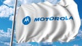 Waving flag with Motorola logo. Editoial 3D rendering