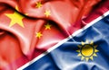 Waving flag of Namibia and China