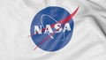 Waving flag with NASA logo. Editorial 3D rendering