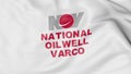 Waving flag with National Oilwell Varco logo. Editorial 3D rendering