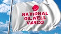 Waving flag with National Oilwell Varco logo. 4K editorial animation