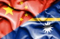 Waving flag of Nauru and China