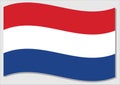 Waving flag of Netherlands vector graphic. Waving Dutch flag illustration. Netherlands country flag wavin in the wind is a symbol Royalty Free Stock Photo