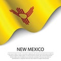 Waving flag of New Mexico is a state of USA on white background. Royalty Free Stock Photo