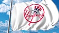 Waving flag with New York Yankees professional team logo. Editorial 3D rendering