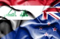 Waving flag of New Zealand and Iraq