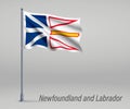 Waving flag of Newfoundland and Labrador - province of Canada on Royalty Free Stock Photo