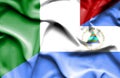 Waving flag of Nicaragua and Italy