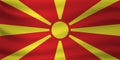 Waving flag of North Macedonia. Vector illustration Royalty Free Stock Photo