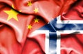 Waving flag of Norway and China