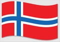 Waving flag of Norway vector graphic. Waving Norwegian flag illustration. Norway country flag wavin in the wind is a symbol of