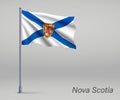 Waving flag of Nova Scotia - province of Canada on flagpole. Tem Royalty Free Stock Photo