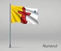 Waving flag of Nunavut - province of Canada on flagpole. Templat Royalty Free Stock Photo