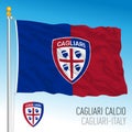Waving flag og the Cagliari Calcio footbal team, Italy