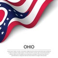 Waving flag of Ohio is a state of USA on white background. Royalty Free Stock Photo