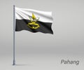 Waving flag of Pahang - state of Malaysia on flagpole. Template