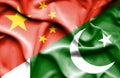 Waving flag of Pakistan and China