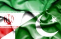 Waving flag of Pakistan and Iran