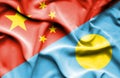 Waving flag of Palau and China